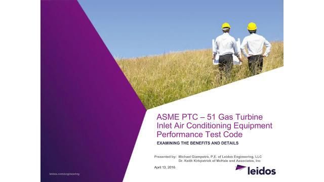 ASME PTC - 51 Gas Turbine Inlet Air Conditioning Equipment Performance Test Code