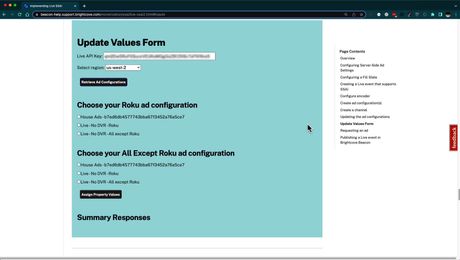 Beacon: Setting Ad Configuration Values