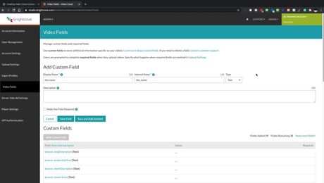 Creating Video Cloud Custom Fields