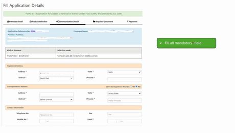 DS FSSAI License process - Tatkal