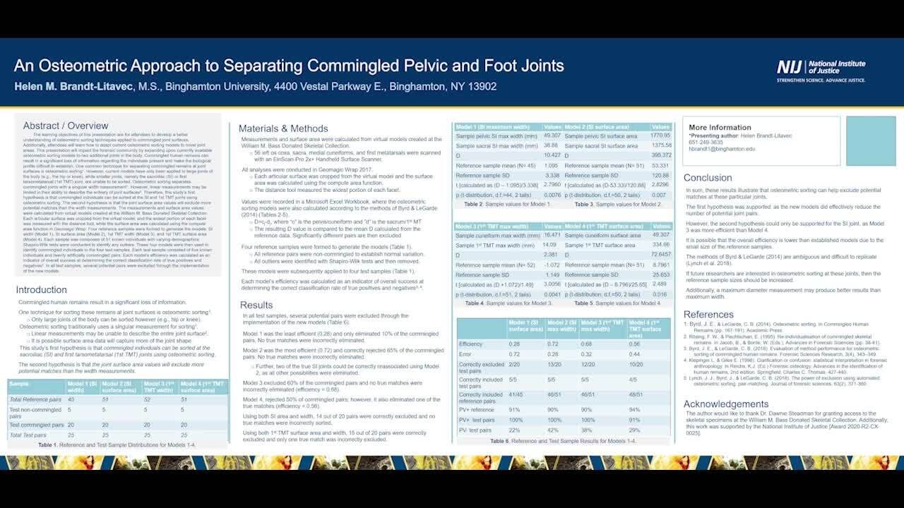 An Osteometric Approach to Separating Commingled Pelvic and Foot Joints