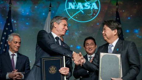 Secretary Blinken delivers remarks and signs a U.S.-Japan Space Cooperation Framework Agreement with Japanese Prime Minister Fumio Kishida, Japanese Foreign Minister Yoshimasa Hayashi, and NASA Administrator Bill Nelson
