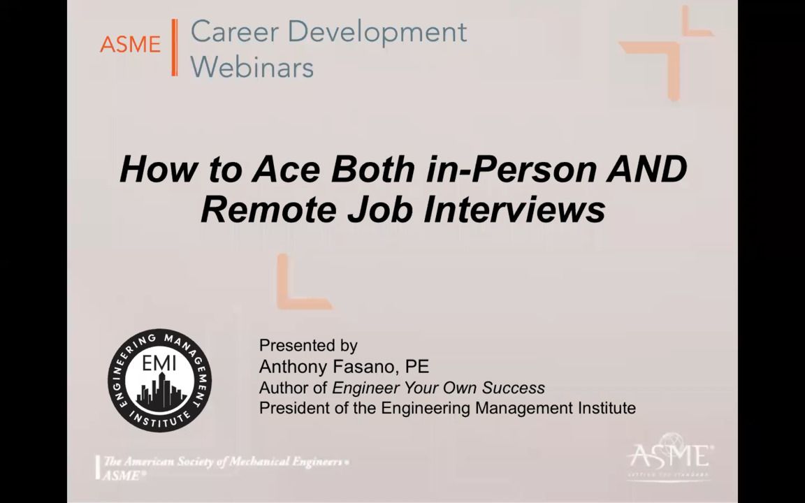 Career Webinar - How to Ace Both in-Person AND Remote Job Interviews