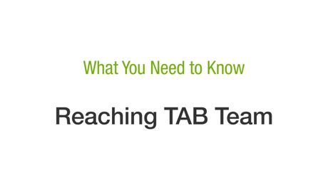 What You Need to Know – Reaching TAB Team