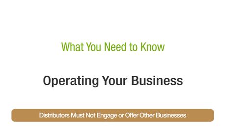 Distributors Must Not Engage or Offer Other Businesses